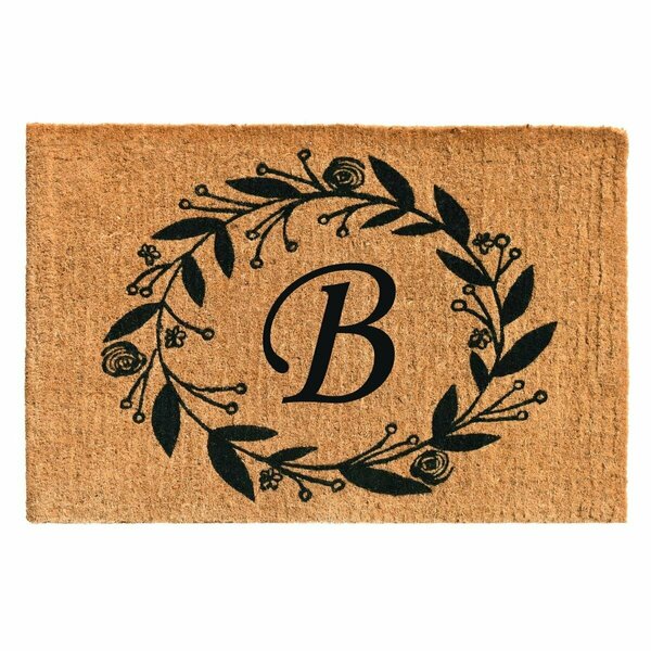 Configuracion 24 x 36 x 1.5 in. Black Rose Rectangular Doormat Natural - Letter B CO3360649